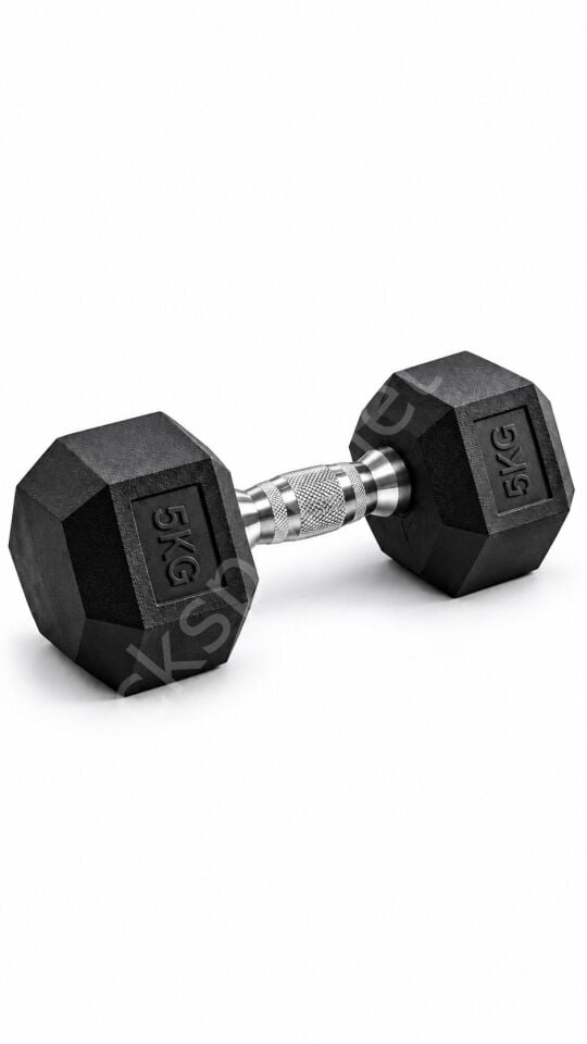 CKSPOR 5 Kg Altıgen Kauçuk Dambıl Hex Dumbbell Fitness Kuvvet Antrenmanı Ağırlığı