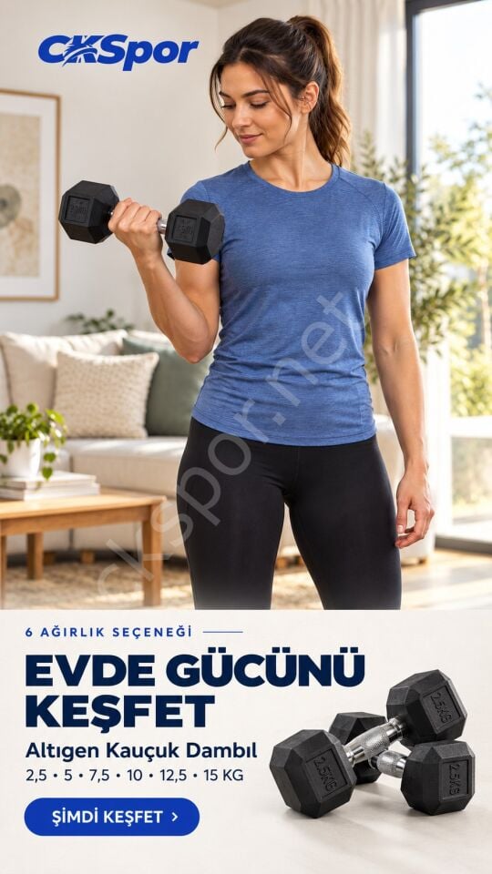CKSPOR 2,5 Kg Altıgen Kauçuk Dambıl Hex Dumbbell Fitness Kuvvet Antrenmanı Ağırlığı
