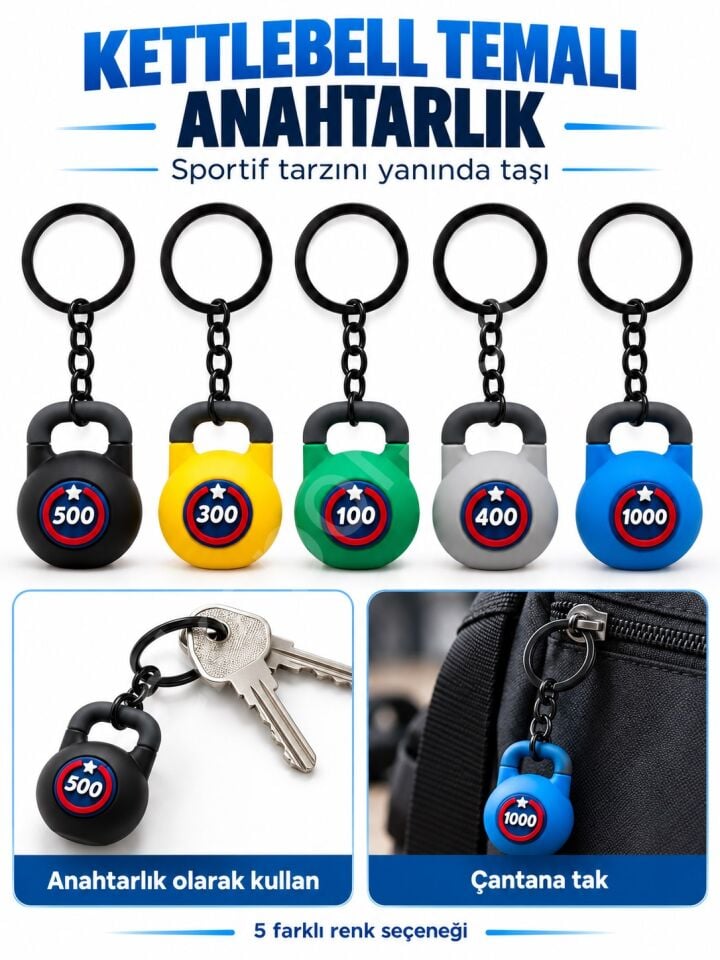 CKSpor Kettlebell Temalı Spor Anahtarlık Fitness Tasarımlı Çanta Aksesuarı A38