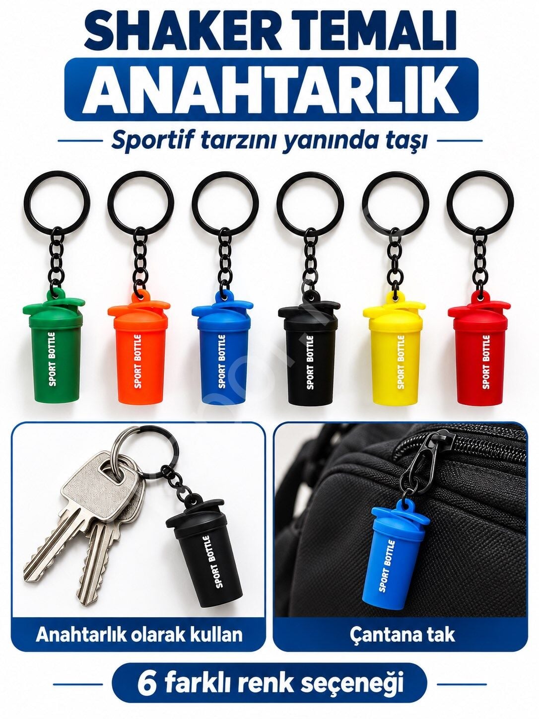 CKSpor Spor Matarası Temalı Anahtarlık Fitness Tasarımlı Çanta Aksesuarı Charm A-36