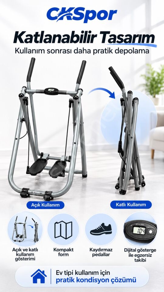 CKSPOR Air Walker Katlanabilir Yürüyüş ve Kondisyon Aleti Dijital Göstergeli