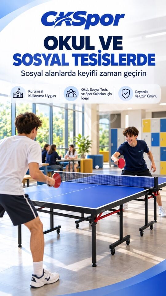 CKSPOR Profesyonel Katlanabilir Masa Tenisi Masası Fileli Tekerlekli MDF Ping Pong Masası
