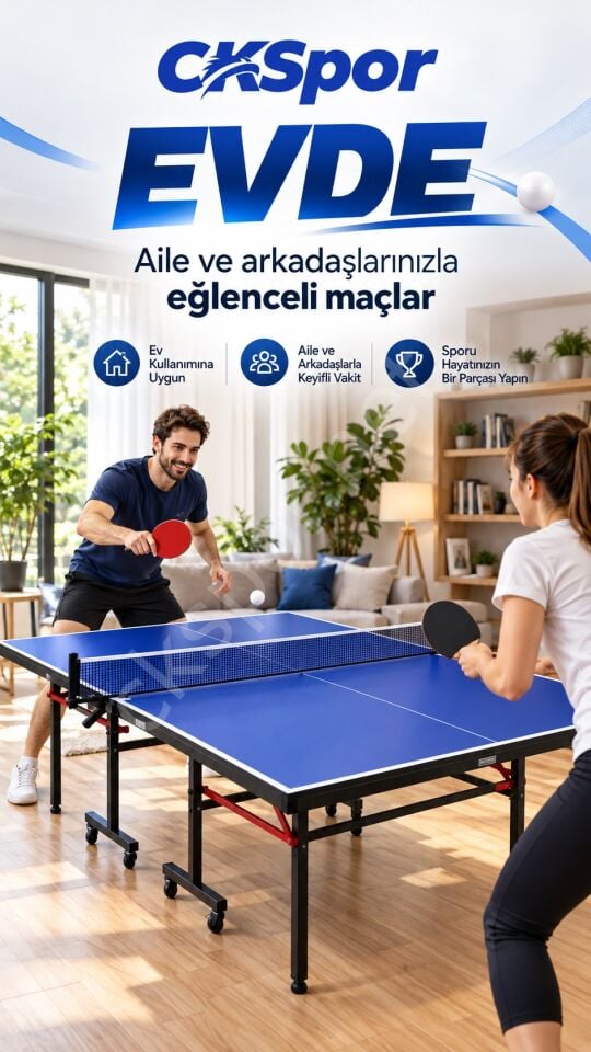 CKSPOR Profesyonel Katlanabilir Masa Tenisi Masası Fileli Tekerlekli MDF Ping Pong Masası