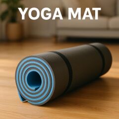 16MM Mavi-Siyah Pilates Matı – Ekstra Kalın Yoga ve Egzersiz Minderi