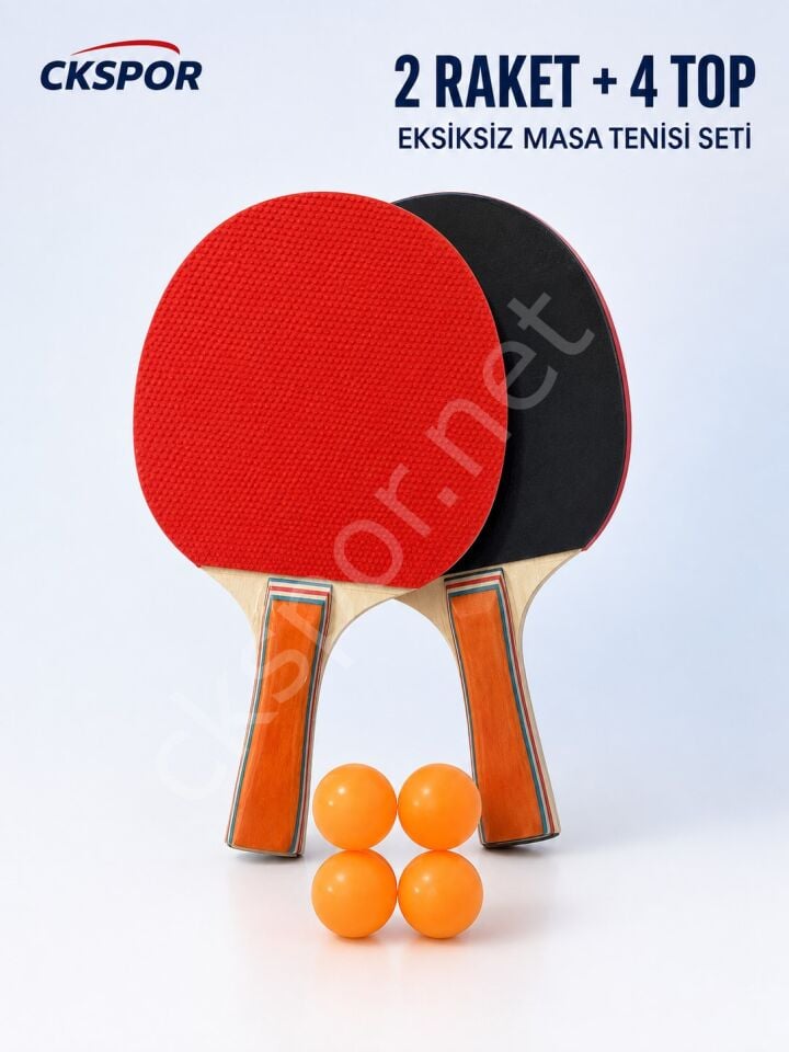 CKSPOR Masa Tenisi Seti 2 Raket 4 Top ve Portatif File – Pinpon Oyun Seti