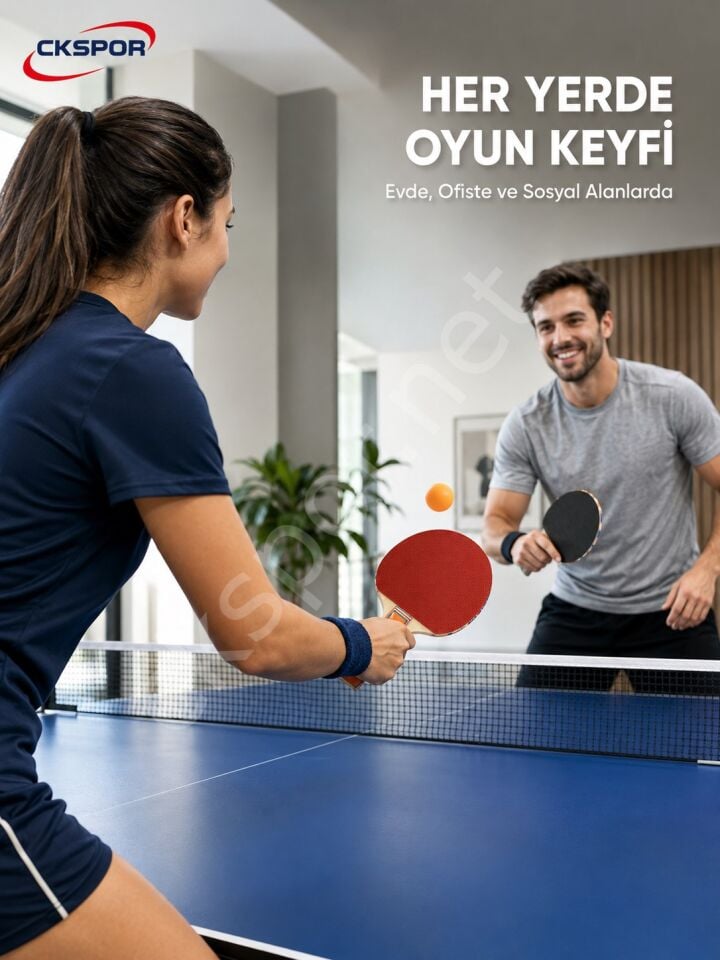 CKSPOR Masa Tenisi Seti 2 Raket 4 Top ve Portatif File – Pinpon Oyun Seti