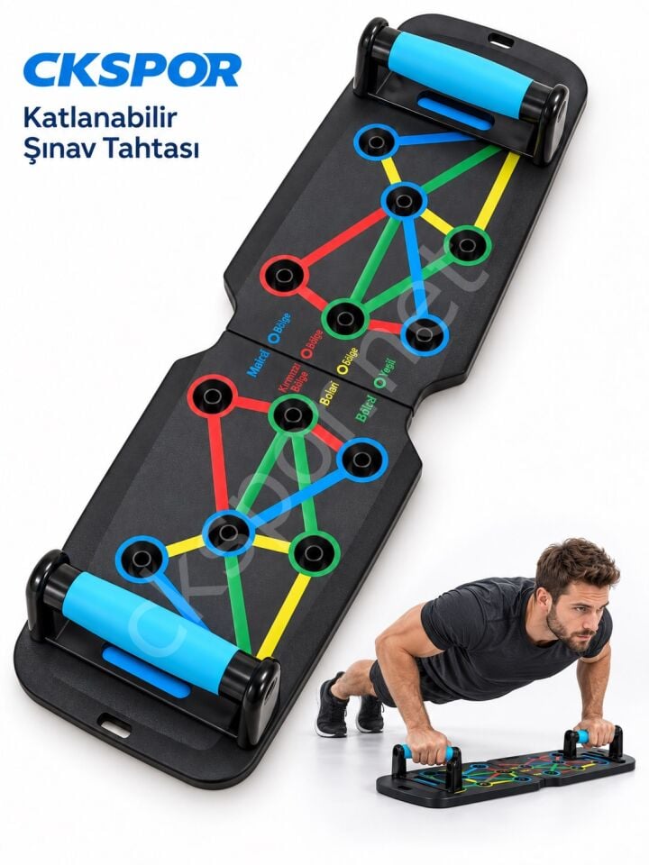 CKSPOR Katlanabilir Renk Kodlu Şınav Tahtası Push Up Board Üst Vücut Antrenman Aleti