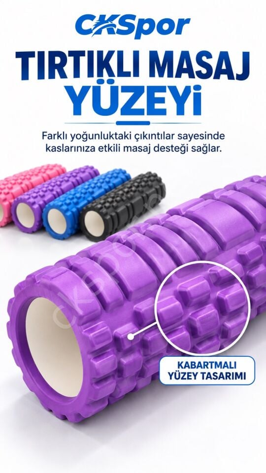 CKSPOR Foam Roller 30 cm Tırtıklı Masaj Rulosu Pilates Yoga Fitness Esneme ve Kas Masajı Egzersiz