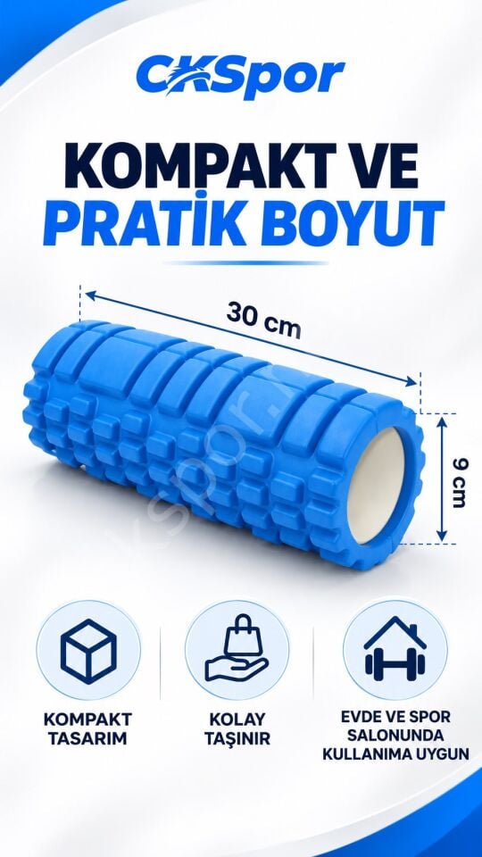 CKSPOR Foam Roller 30 cm Tırtıklı Masaj Rulosu Pilates Yoga Fitness Esneme ve Kas Masajı Egzersiz