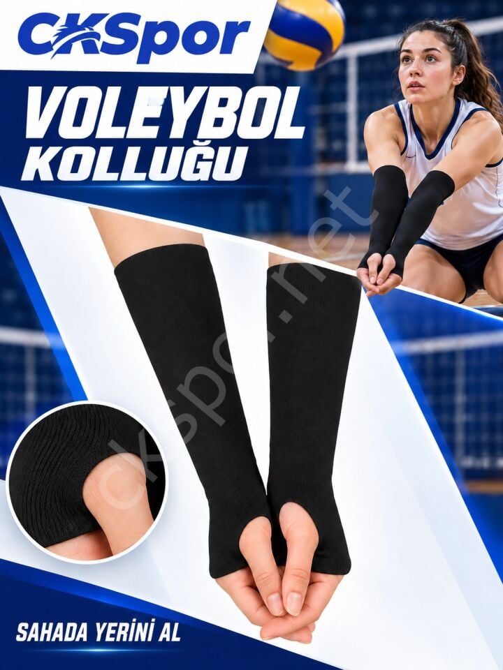 CKSPOR Voleybol Kolluğu 1 Çift  Başparmak Delikli Esnek Örgü Antrenman Sporcu Kolluğu