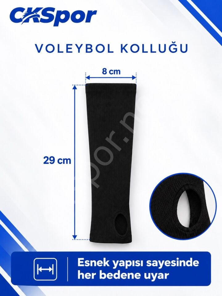 CKSPOR Voleybol Kolluğu 1 Çift  Başparmak Delikli Esnek Örgü Antrenman Sporcu Kolluğu