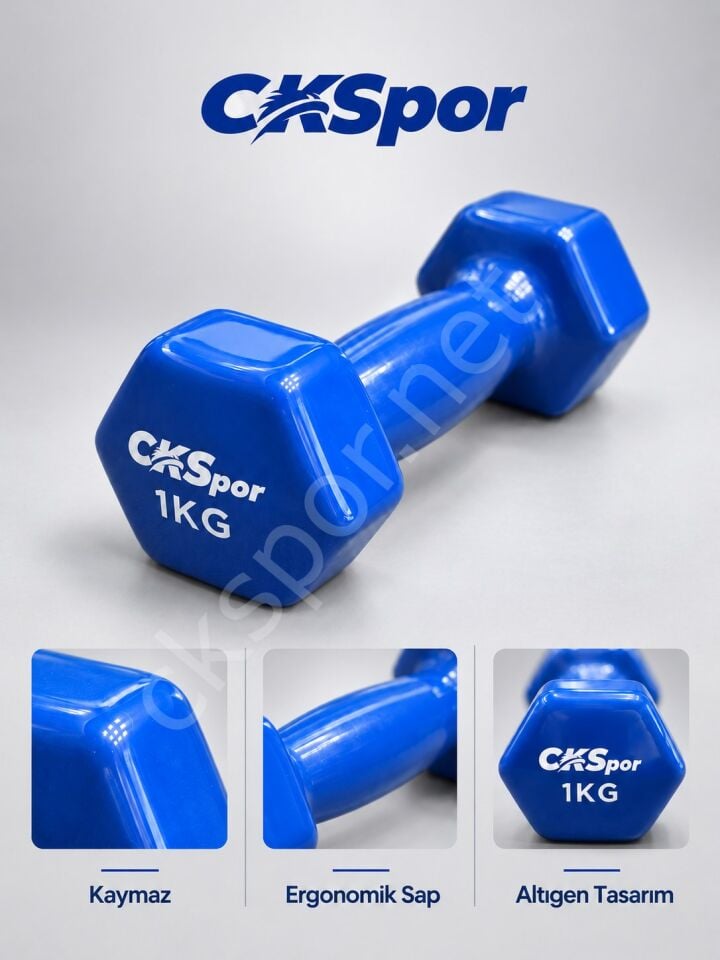 2’li Vinyl Dambıl Seti 1 Kg x 2 – Evde Fitness & Pilates İçin Vinil Kaplı Demir Dambıl