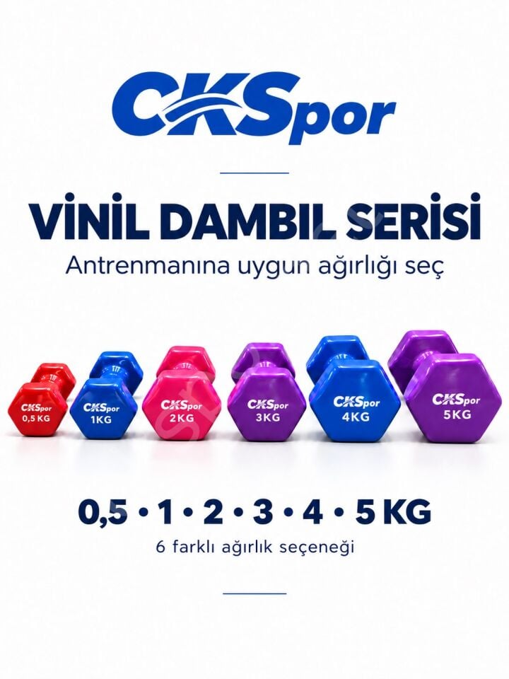 2’li Vinyl Dambıl Seti 1 Kg x 2 – Evde Fitness & Pilates İçin Vinil Kaplı Demir Dambıl