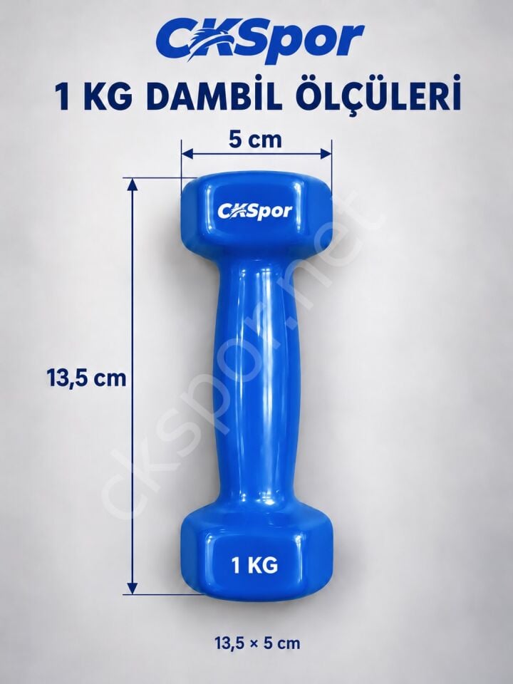 2’li Vinyl Dambıl Seti 1 Kg x 2 – Evde Fitness & Pilates İçin Vinil Kaplı Demir Dambıl