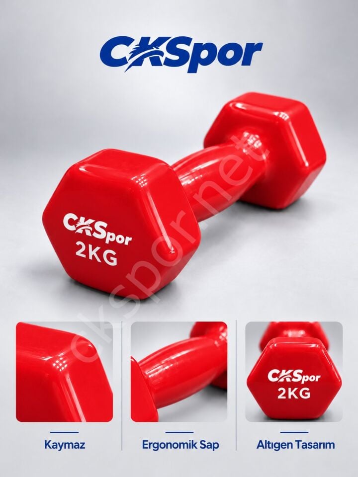 CKSPOR 2’li Vinyl Dambıl Seti 2 Kg x 2 – Evde Fitness & Pilates İçin Vinil Kaplı Demir Dambıl