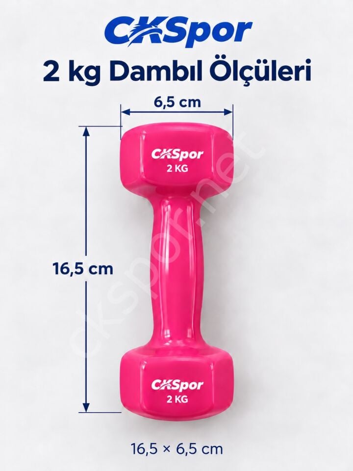 CKSPOR 2’li Vinyl Dambıl Seti 2 Kg x 2 – Evde Fitness & Pilates İçin Vinil Kaplı Demir Dambıl