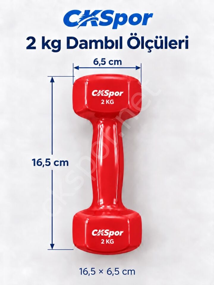 CKSPOR 2’li Vinyl Dambıl Seti 2 Kg x 2 – Evde Fitness & Pilates İçin Vinil Kaplı Demir Dambıl