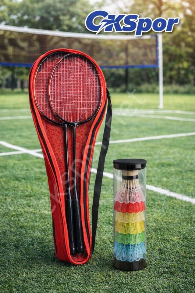 Badminton Seti Taşıma Çantalı 2 Adet Raket + 6’lı Kutulu Badminton Topu
