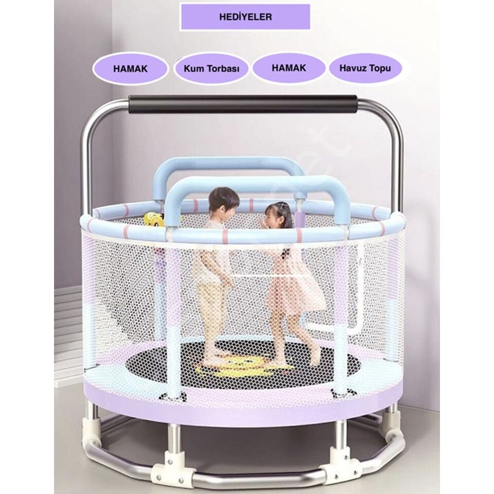 150 CM Trambolin – Korumalı Çocuklara Özel Fileli Büyük Boy Trambolin