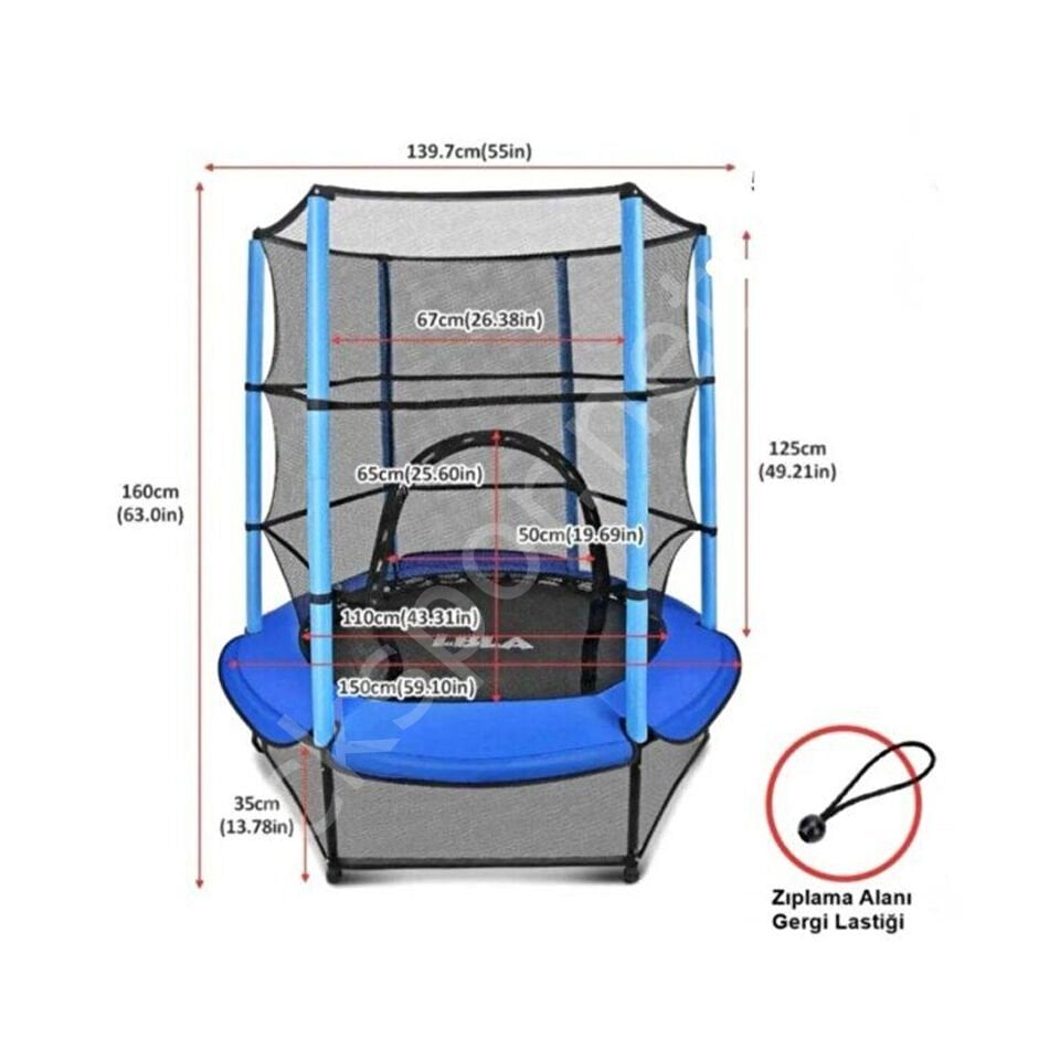 140 CM Trambolin – 55 İnç Fileli Trambolin Mavi