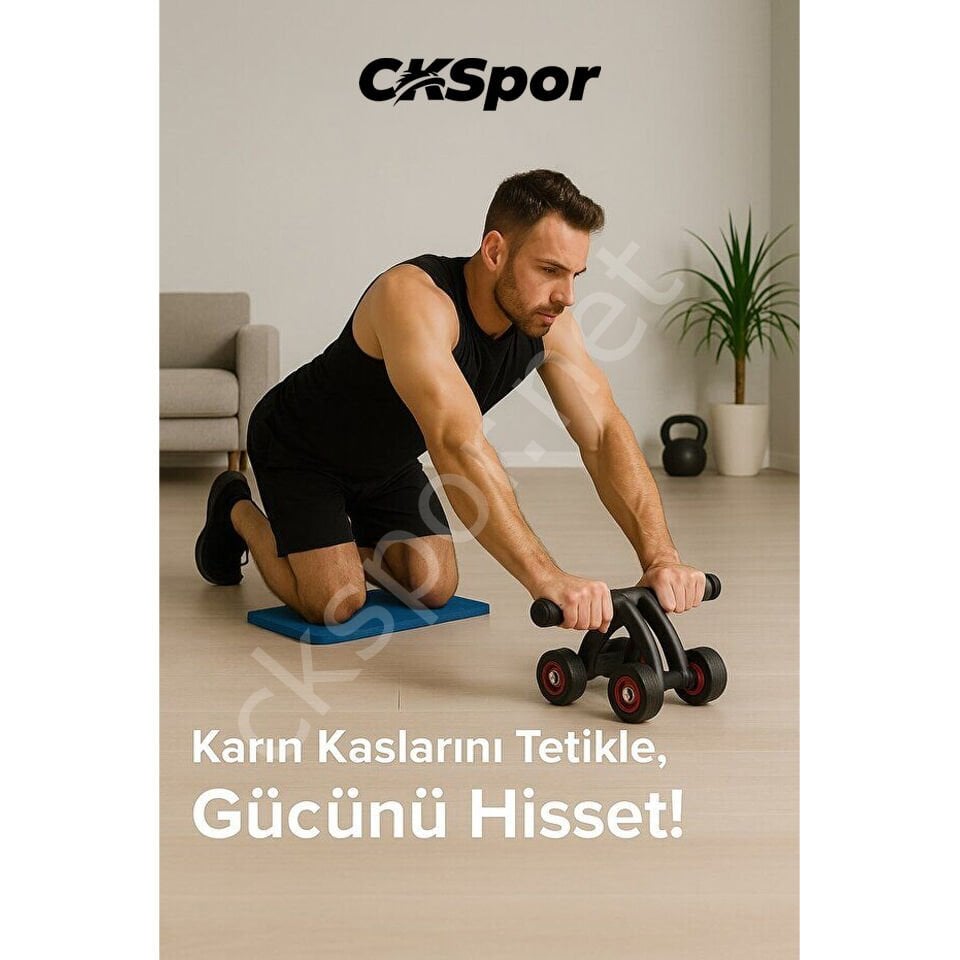 4 Tekerlekli Mekik Aleti – Karın Kası Çalıştırma & Evde Spor Ekipmanı