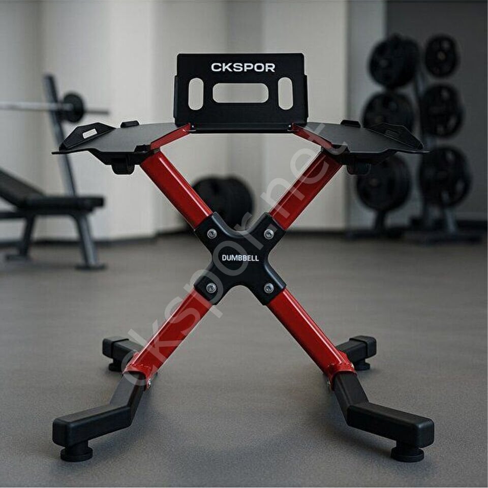 Dambıl Standı Kırmızı – Ev Spor ve Ağırlık Dambıl Rafı