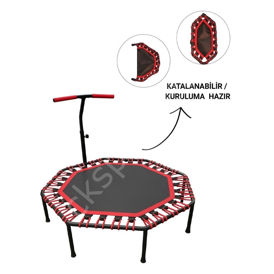135 CM Sekizgen Katlanabilir Ev Tipi Katlanır Kırmızı Trambolin