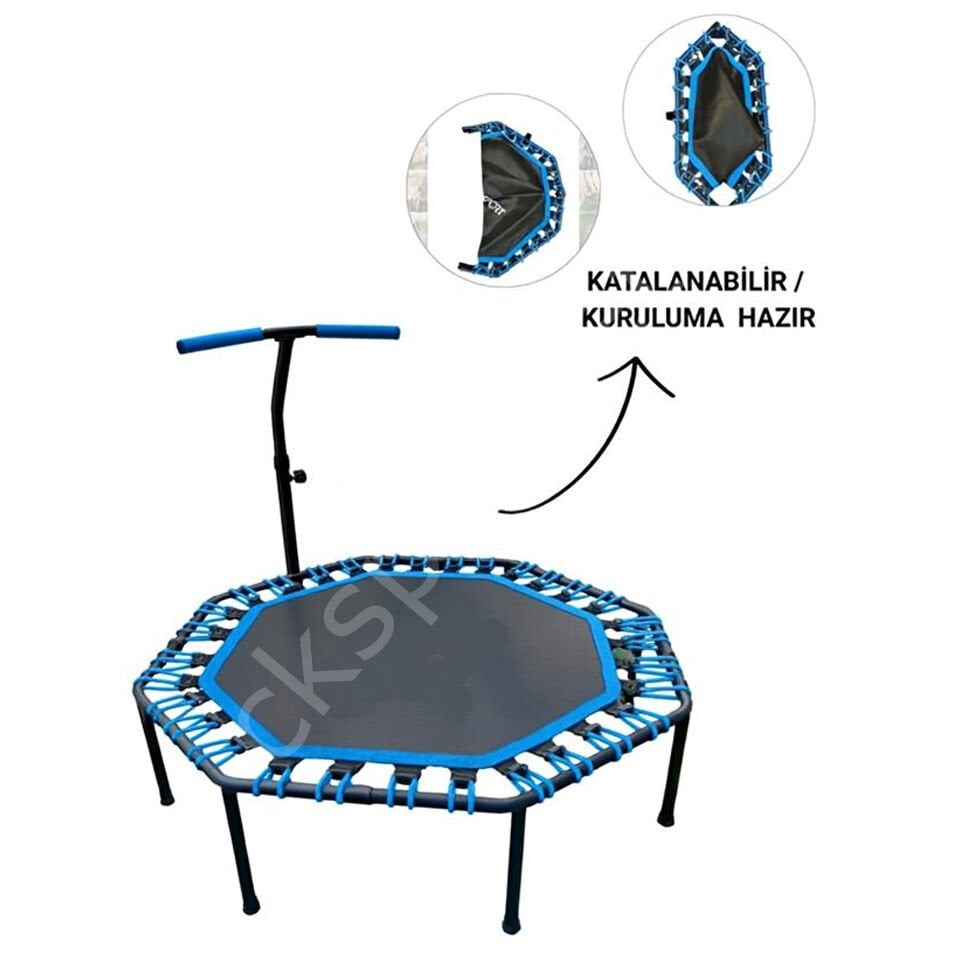 135 CM Sekizgen Katlanabilir Ev Tipi Katlanır Mavi Trambolin
