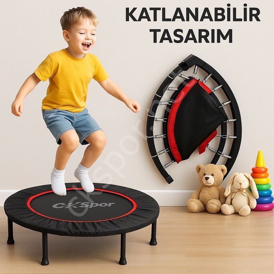 102 CM Katlanabilir Hazır Kurulum Trambolin Kırmızı