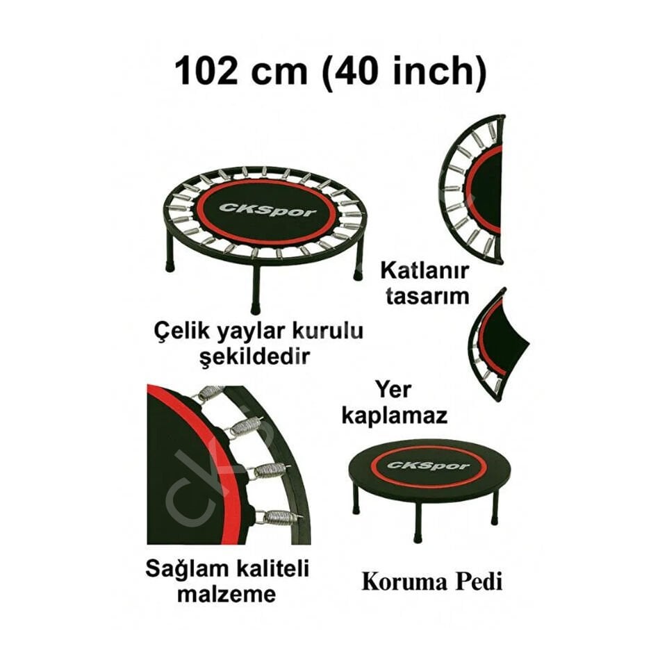 102 CM Katlanabilir Hazır Kurulum Trambolin Kırmızı